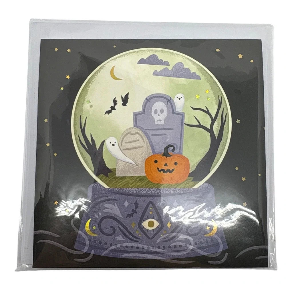 Up With‎ Paper Treasures Pop-Up Halloween Crystal Ball Greeting Card New Ghost
